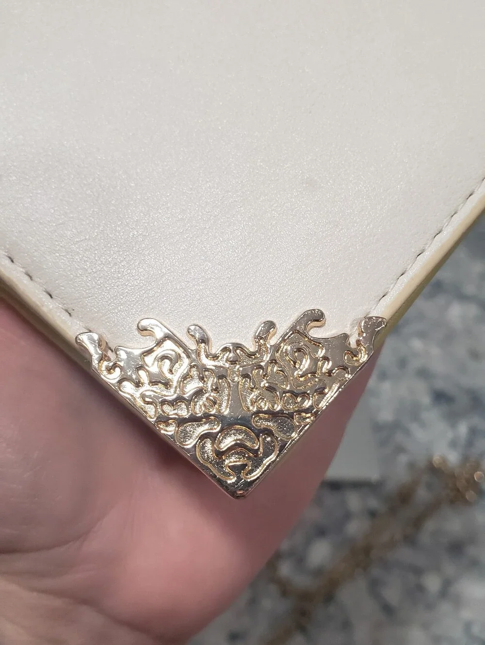 Like Dreams Ivory Square Crossbody Wallet Purse Gold Chain Star Charm Vegan Leat
